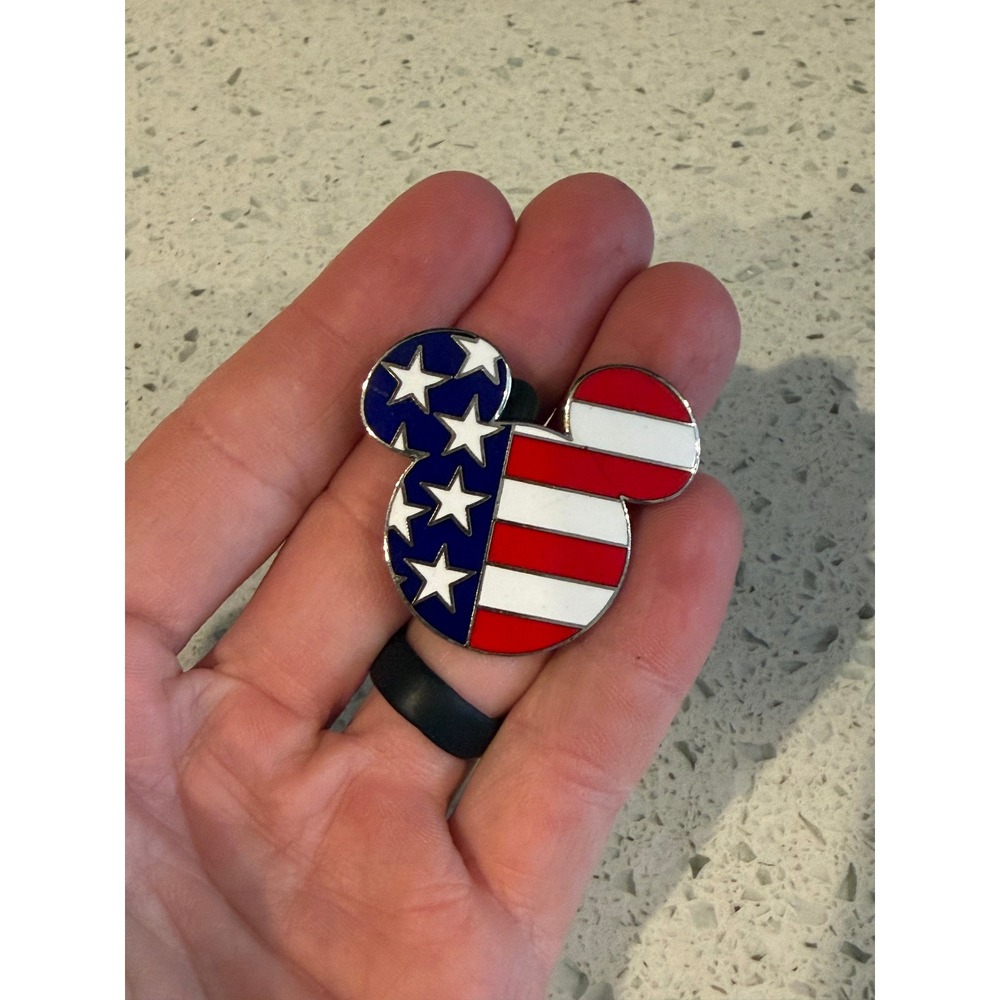 Disney Parks Mickey Mouse Ears American Flag USA Patriotic Trading Pin